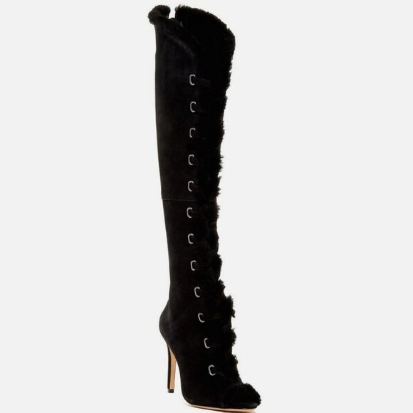 Schutz Grazianna Peep Toe Sheep Fur Boot